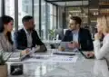 Conseillers financiers analysant contrats d'assurance vie personnalisés