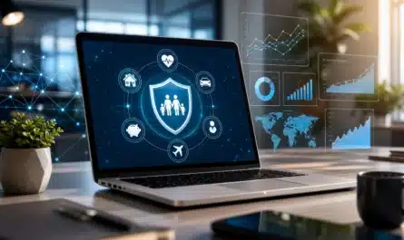 Contrat d'assurance vie en ligne avec graphique financier moderne