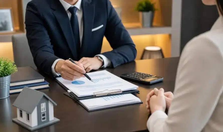 Couverture d'assurance décès avec famille et documents financiers professionnels