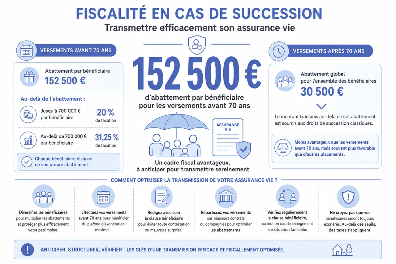 fiscalité de l’assurance vie en 2026 : ce que vous devez vraiment savoir avant de verser un euro , Fiscalité en cas de succession : transmettre efficacement son assurance vie