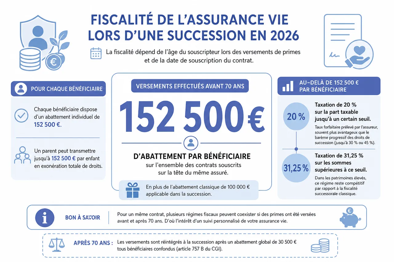 assurance vie et succession: règles, plafonds et pièges à éviter pour transmettre votre patrimoine , Fiscalité de l’assurance vie lors d’une succession en 2026