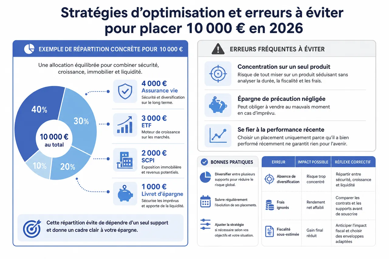 10 000 € à placer: les meilleures solutions d'investissement en 2026 , Stratégies d’optimisation et erreurs à éviter pour placer 10 000 € en 2026