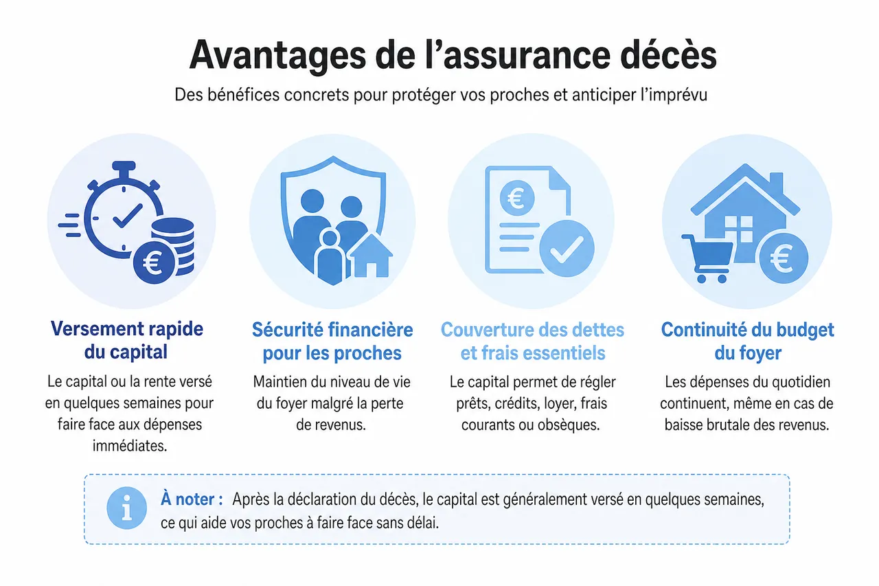 Assurance décès: à quoi ça sert, combien ça coûte et pour qui est-ce vraiment utile? , Avantages, limites et profils pour qui l'assurance décès est utile