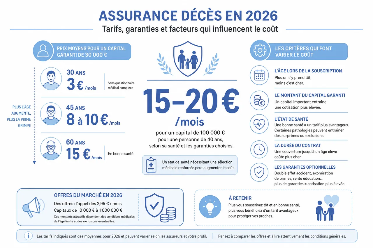 Assurance décès: à quoi ça sert, combien ça coûte et pour qui est-ce vraiment utile? , Tarifs, garanties et facteurs qui influencent le coût en 2026