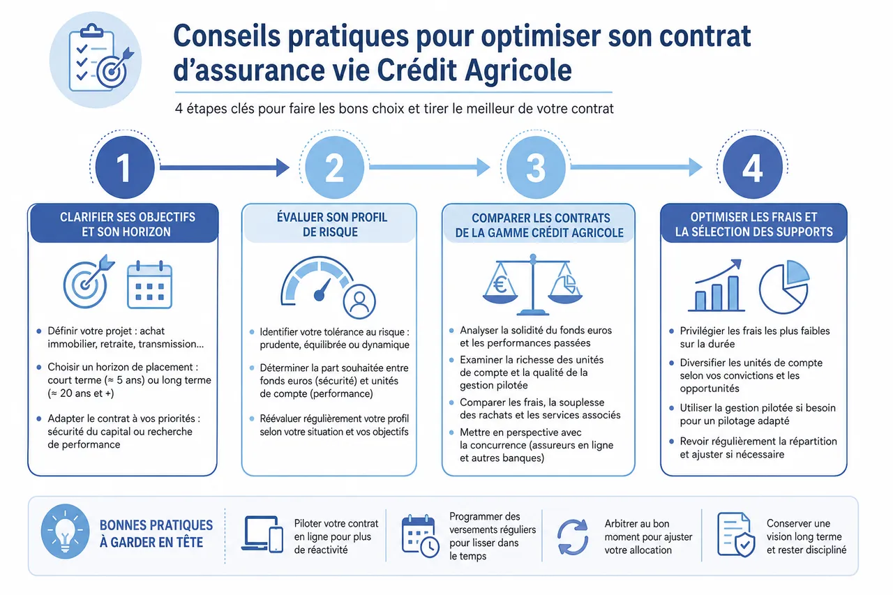 Assurance vie au crédit agricole, atouts, limites et points à vérifier avant de souscrire , Conseils pratiques pour optimiser son contrat d'assurance vie Crédit Agricole