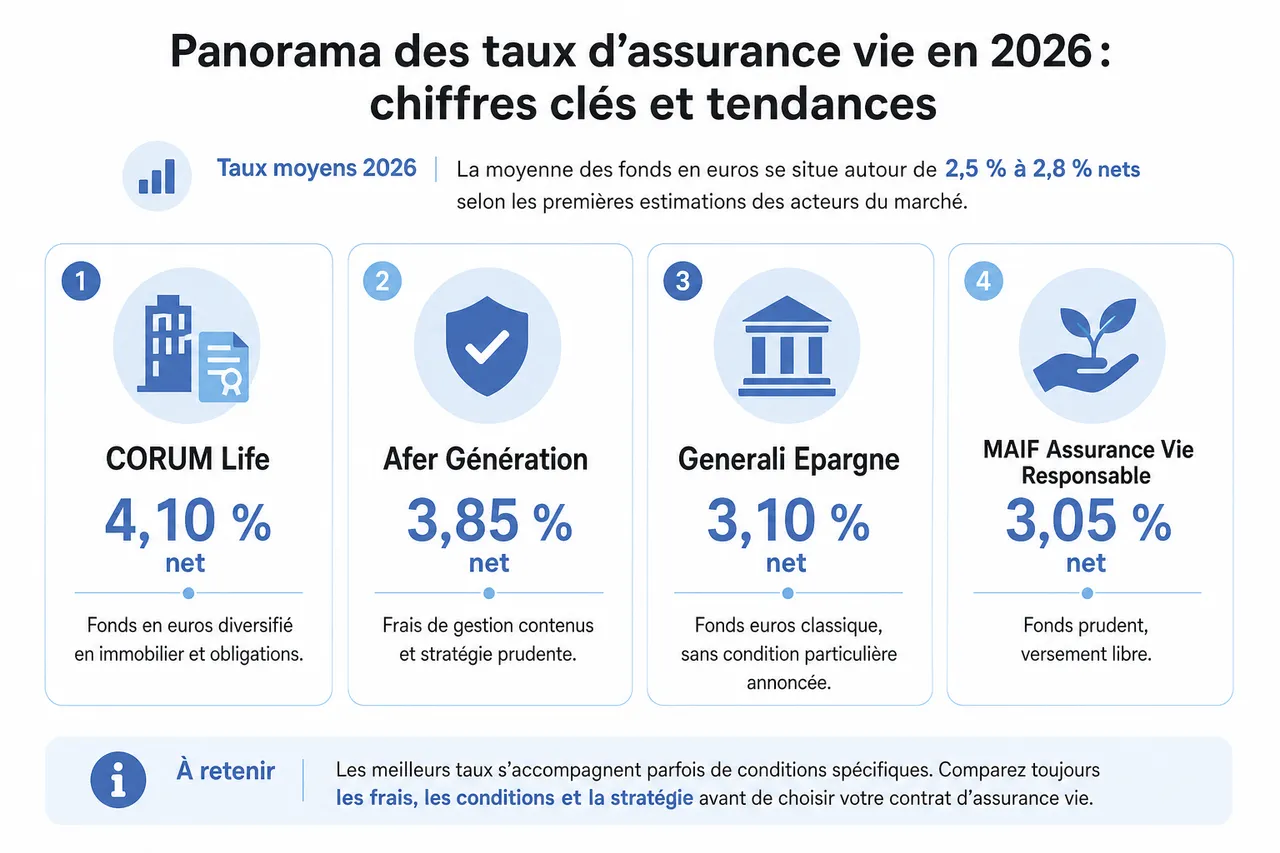 Taux de l’assurance vie en 2026 et manière de lire les performances sans se laisser tromper par le rendement affiché , Panorama des taux d’assurance vie en 2026: chiffres clés et tendances