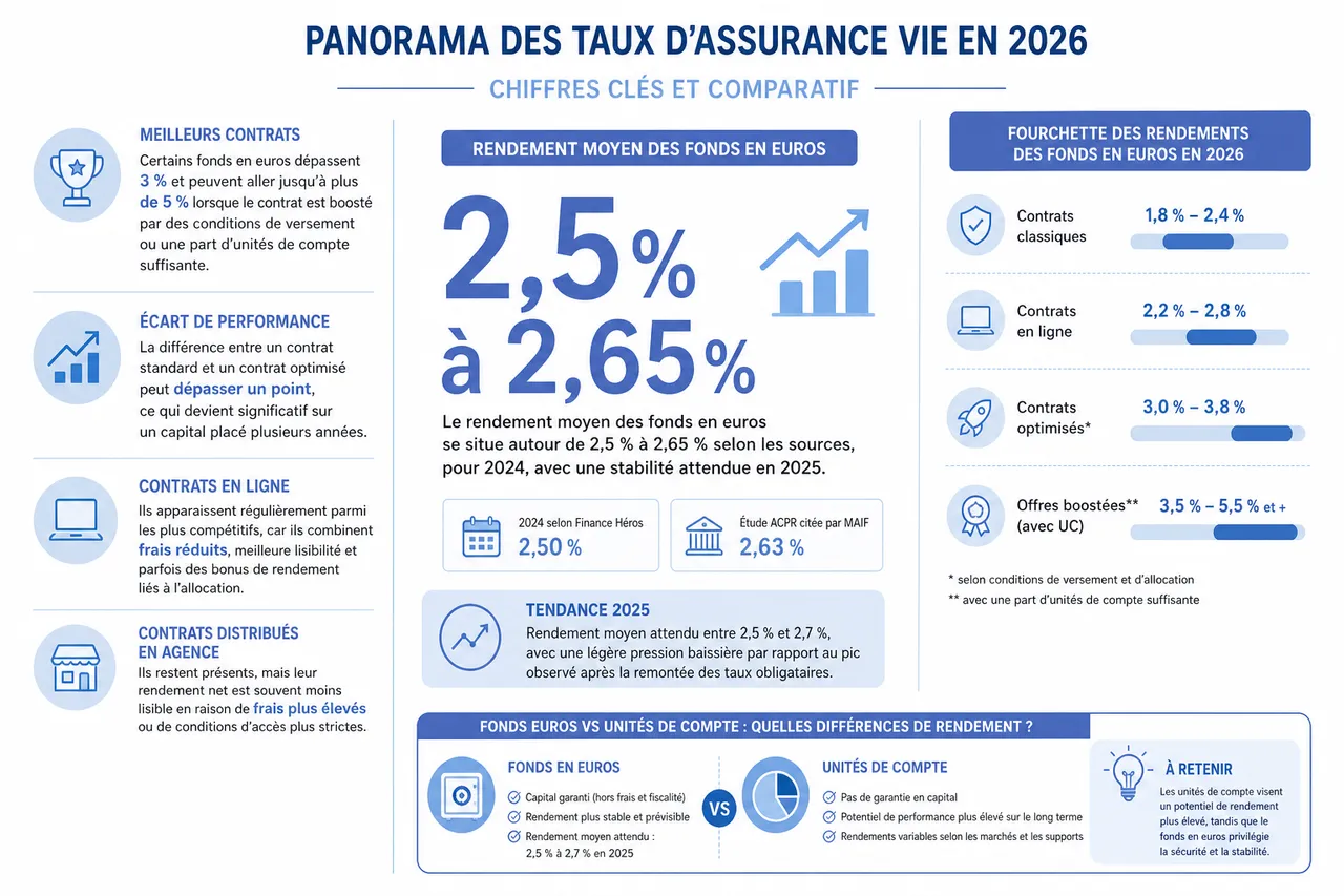 Comment trouver une assurance vie bien rémunérée? Comparer les taux sans négliger la sécurité? , Panorama des taux d’assurance vie en 2026: chiffres clés et comparatif