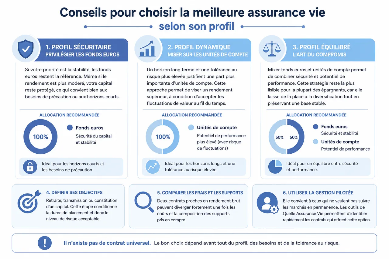 Comment trouver une assurance vie bien rémunérée? Comparer les taux sans négliger la sécurité? , Conseils pour choisir la meilleure assurance vie selon son profil