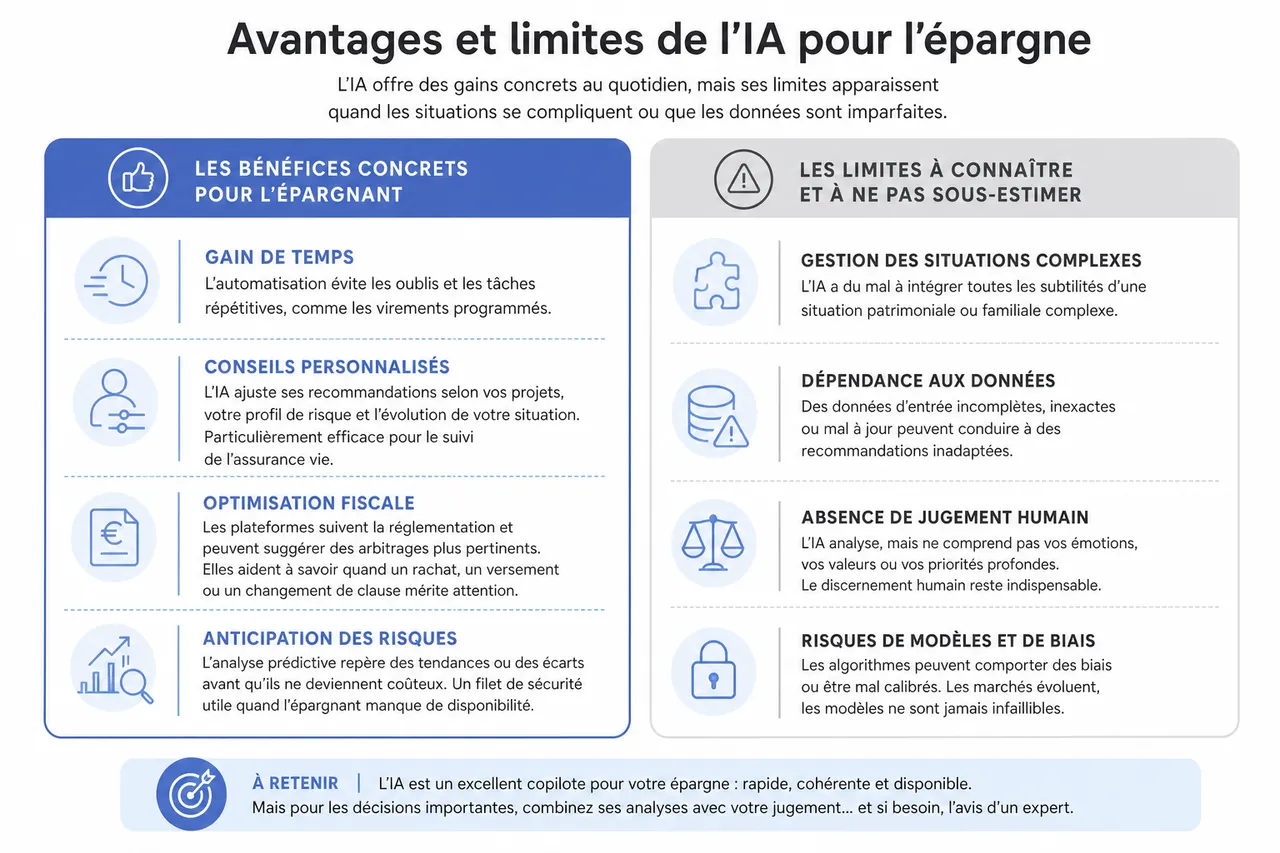 IA et épargne: faut-il confier la gestion de votre argent à un robot? , Avantages et limites de l’IA pour l’épargne