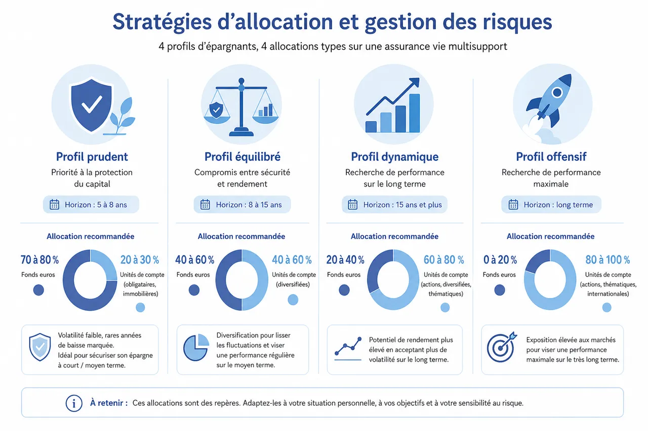 Assurance vie multisupport, comment répartir votre épargne entre fonds euros et unités de compte sans prendre trop de risques , Stratégies d’allocation et gestion des risques