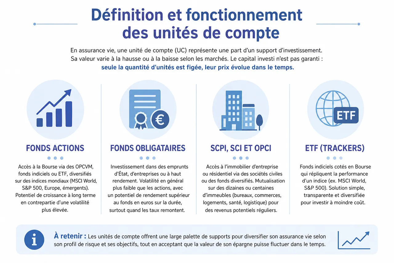 Unités de compte en assurance vie, comment investir en Bourse sans gérer un portefeuille complexe , Définition et fonctionnement des unités de compte