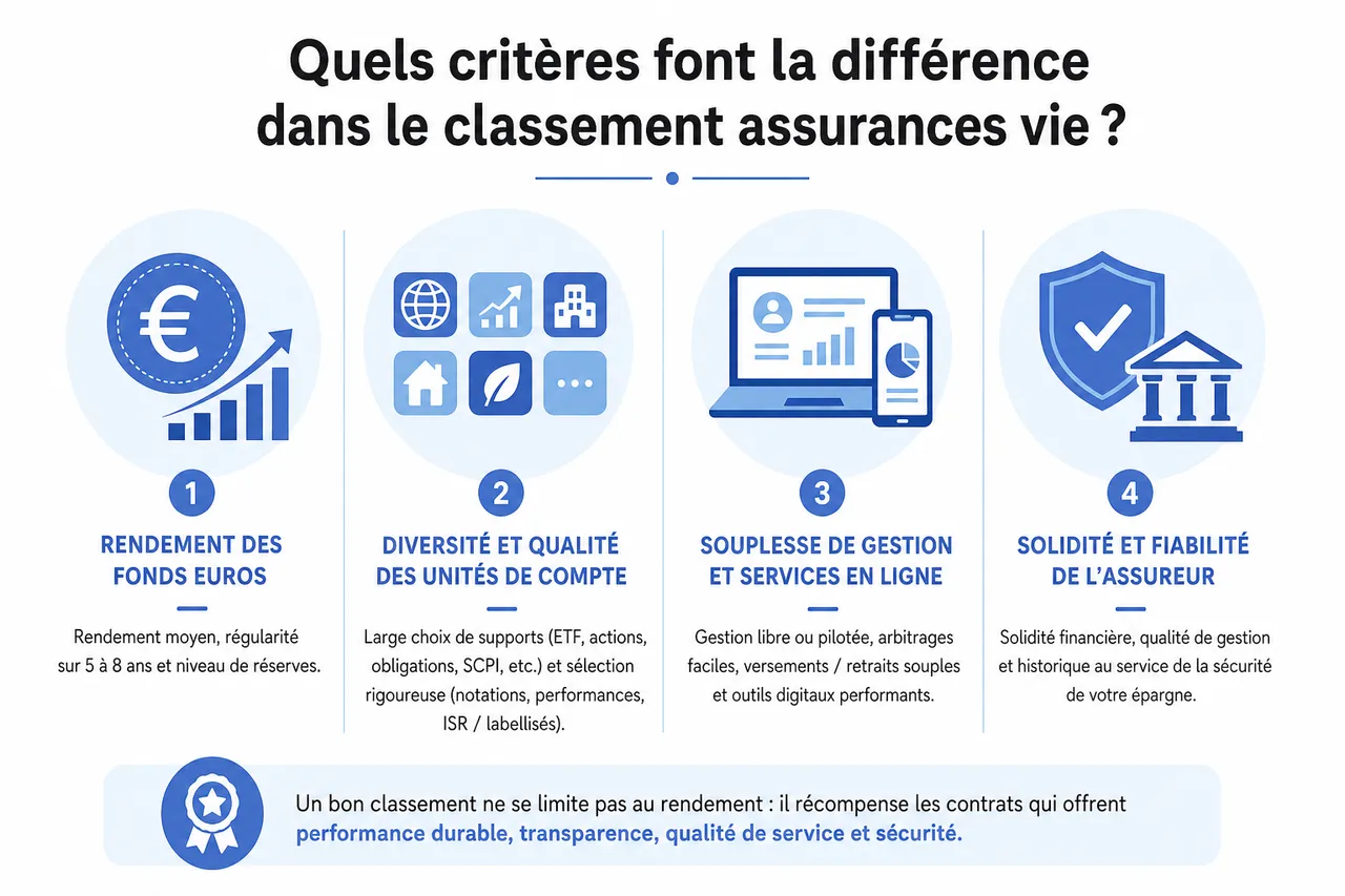 Quel contrat d'assurance vie choisir selon votre profil? , Quels critères font la différence dans le classement assurances vie?