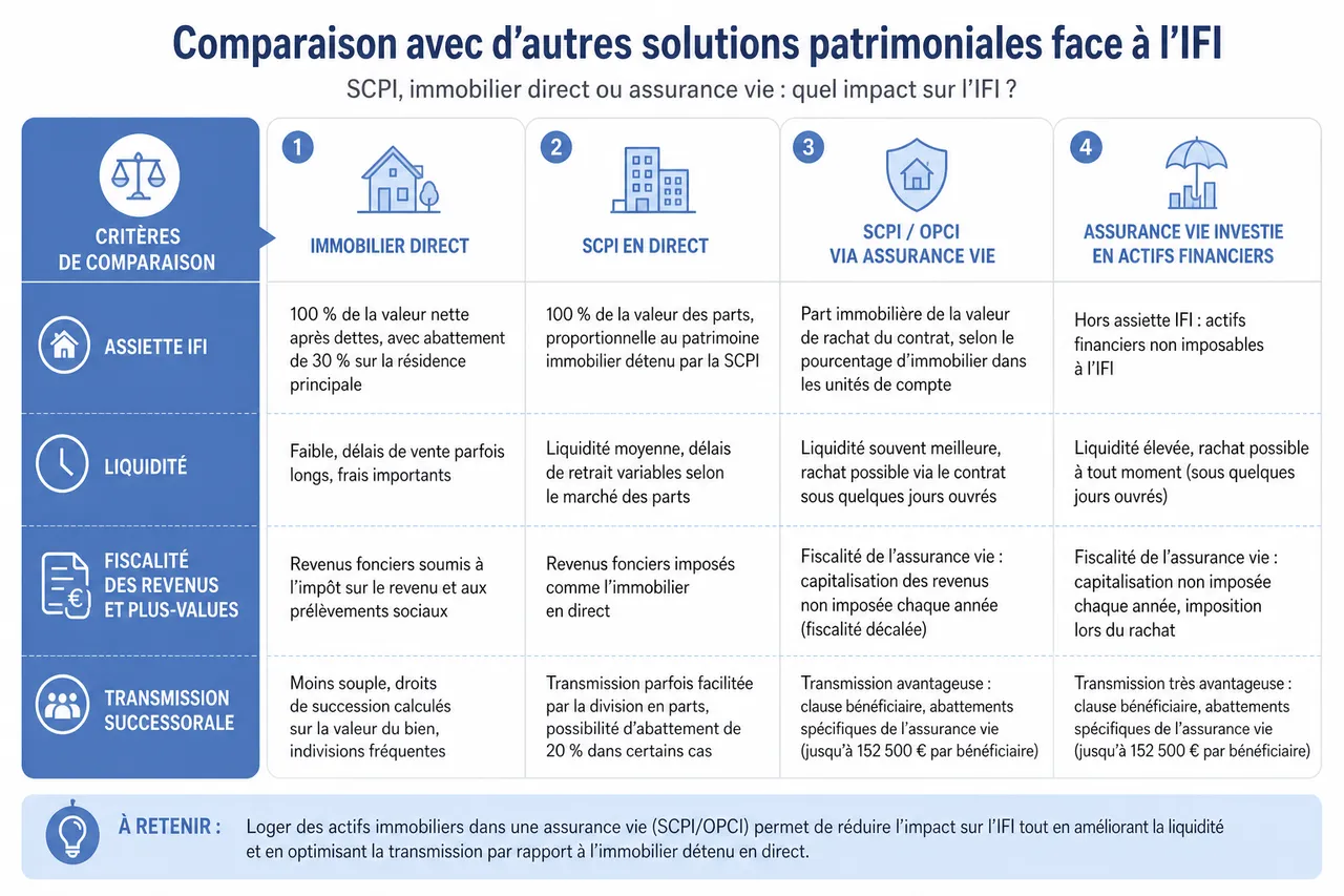 Assurance vie et ifi, comment optimiser votre patrimoine financier pour réduire votre impôt sur la fortune immobilière , Comparaison avec d’autres solutions patrimoniales face à l’IFI