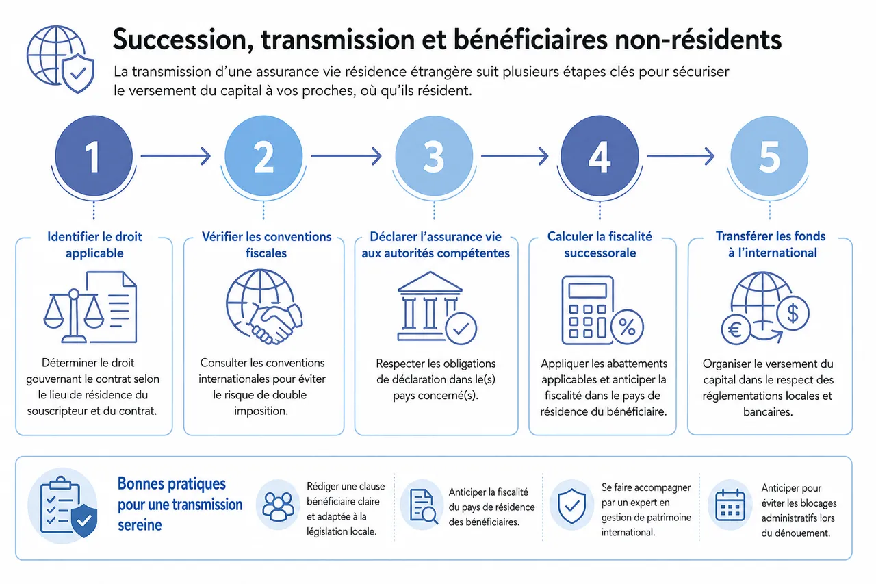 Que se passe-t-il pour votre assurance vie si vous partez vivre à l’étranger? , Succession, transmission et bénéficiaires non-résidents