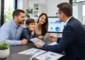 Jeunes enfants avec documents d'assurance vie et conseils financiers