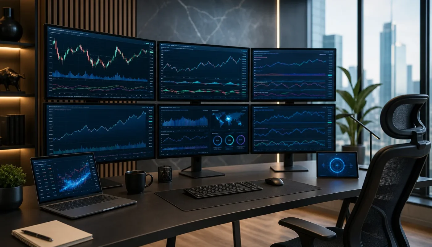 Plateforme de trading en ligne avec graphiques financiers modernes