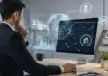 Robot financier analysant des données d’épargne et d’investissement