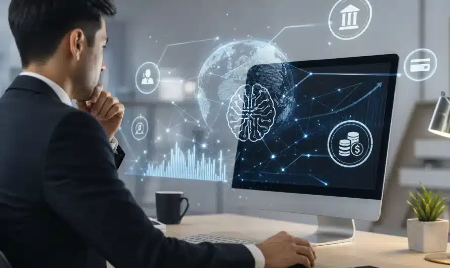 Robot financier analysant des données d’épargne et d’investissement