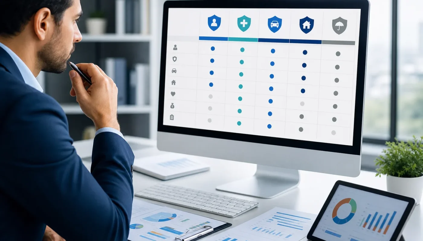 Tableau comparatif d'assurance vie avec graphiques et données financières