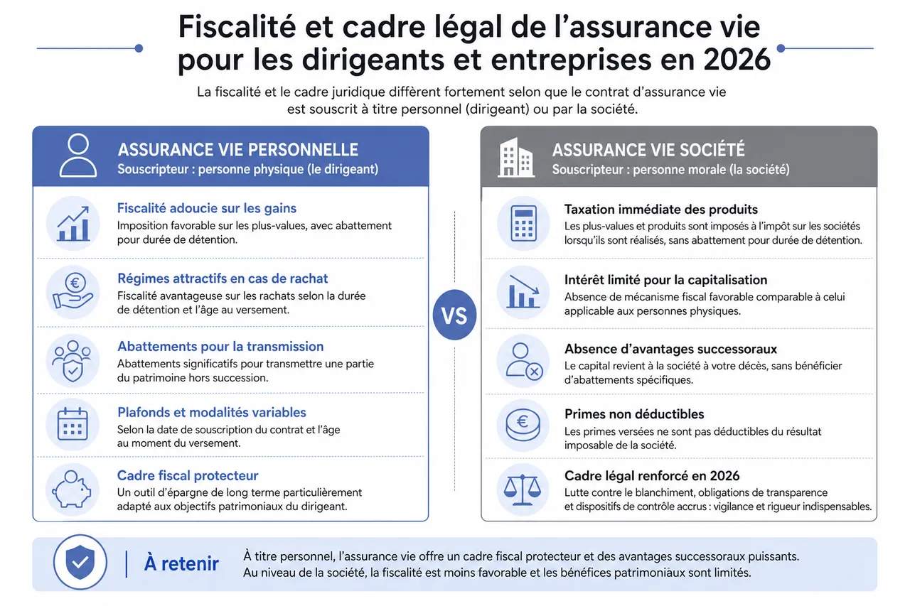 Assurance vie et dirigeant d’entreprise, comment utiliser les contrats à titre personnel sans les mélanger avec la trésorerie pro , Fiscalité et cadre légal de l’assurance vie pour les dirigeants et entreprises en 2026