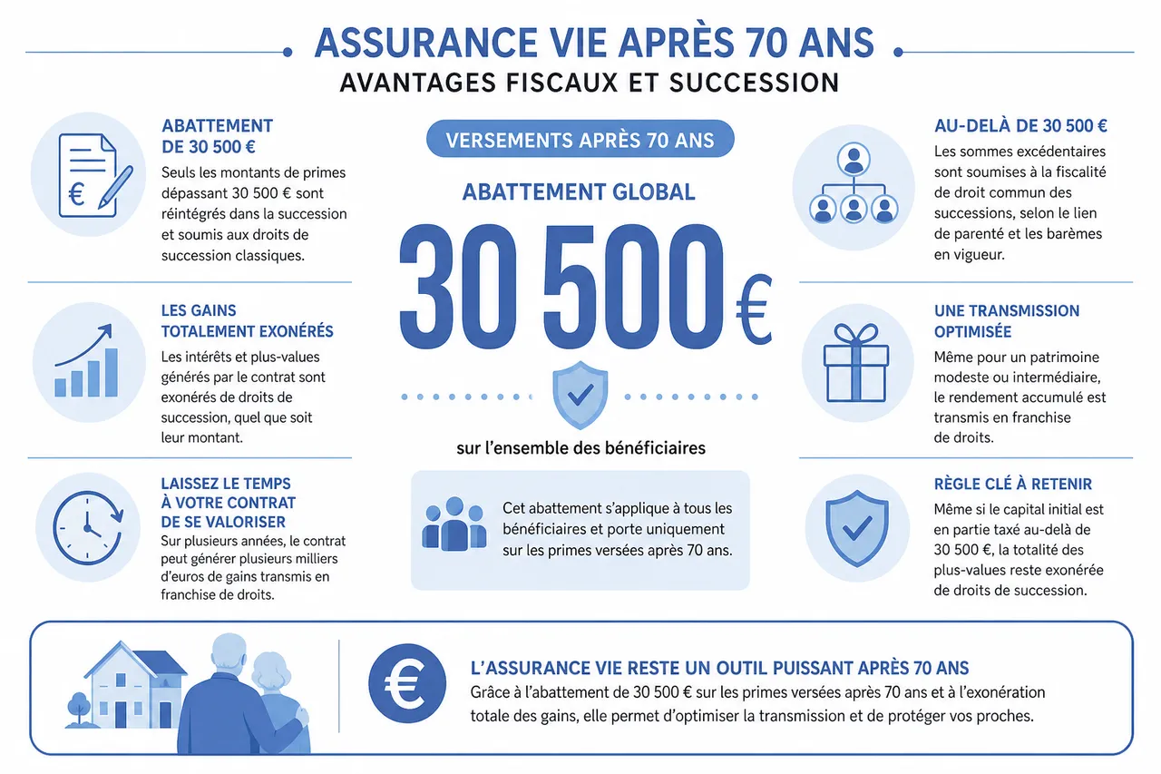 Ouvrir une assurance vie après 70 ans, dans quels cas cela reste intéressant et dans quels cas cela ne l’est plus , Avantages fiscaux et succession après 70 ans