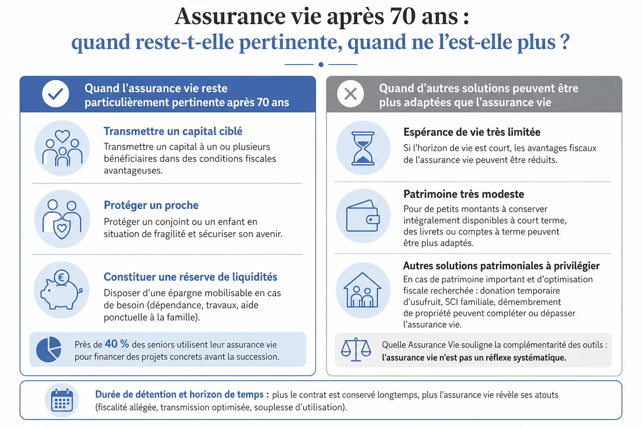 Ouvrir une assurance vie après 70 ans, dans quels cas cela reste intéressant et dans quels cas cela ne l’est plus , Nouvel équilibre après 70 ans: dans quels cas l’assurance vie reste ou ne reste plus la meilleure solution