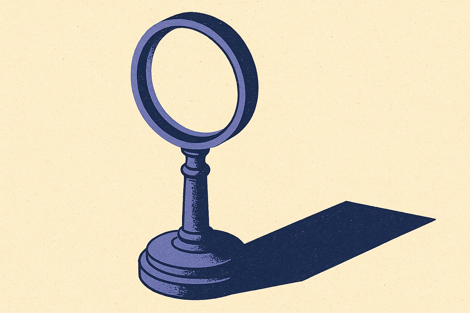 Illustration duotone d'une loupe ancienne en laiton dressée sur son socle, image de la seule condition légale : un bénéficiaire identifiable au jour du décès