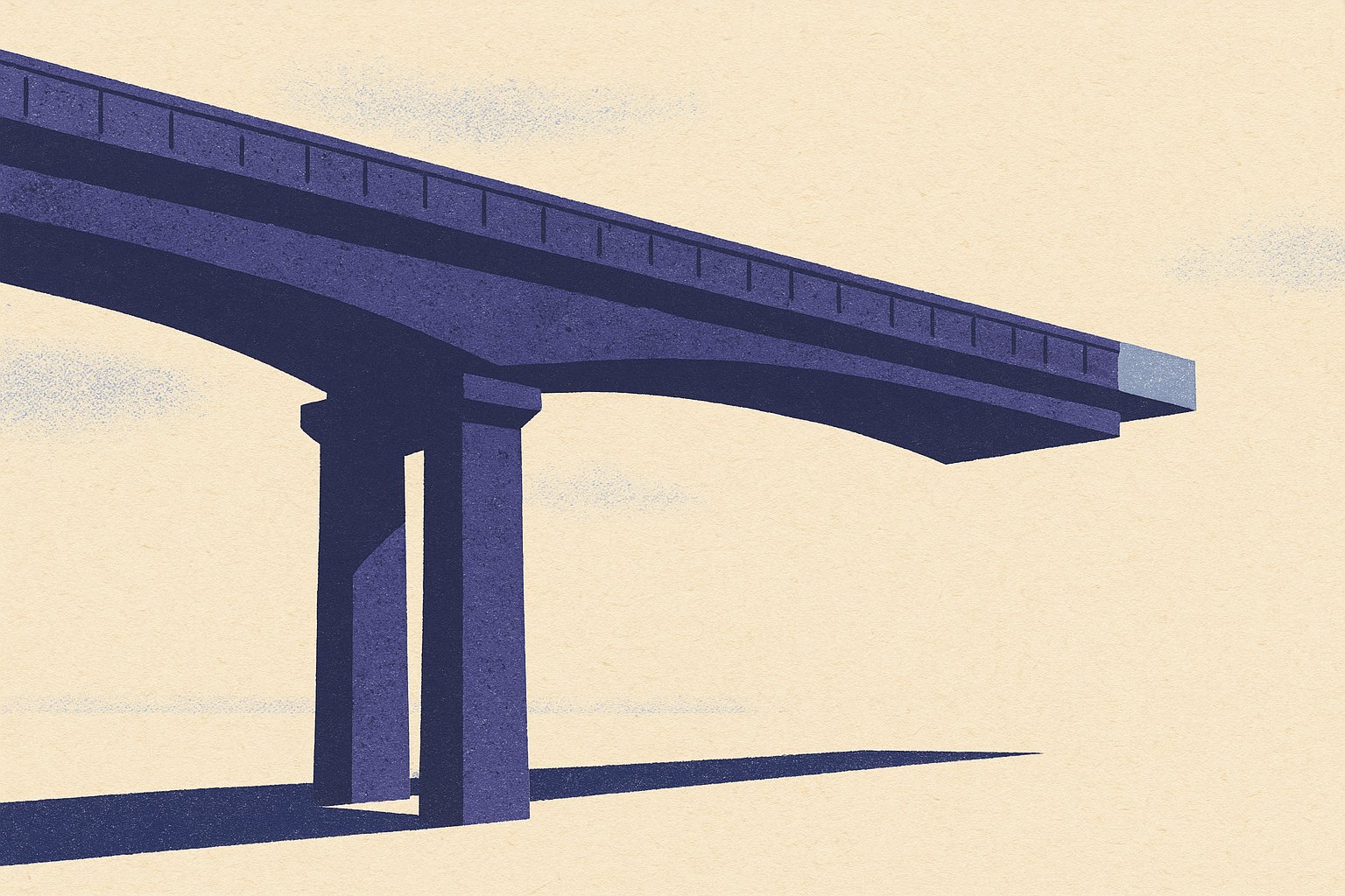 Une passerelle monumentale qui s'interrompt net au-dessus du vide