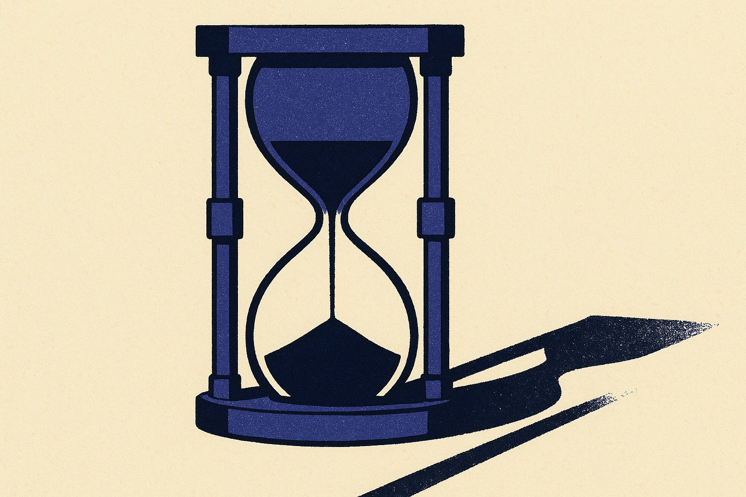 Illustration d'un grand sablier dont le bulbe supérieur est encore plein, symbolisant l'exercice 2026 en cours pour les fonds en euros