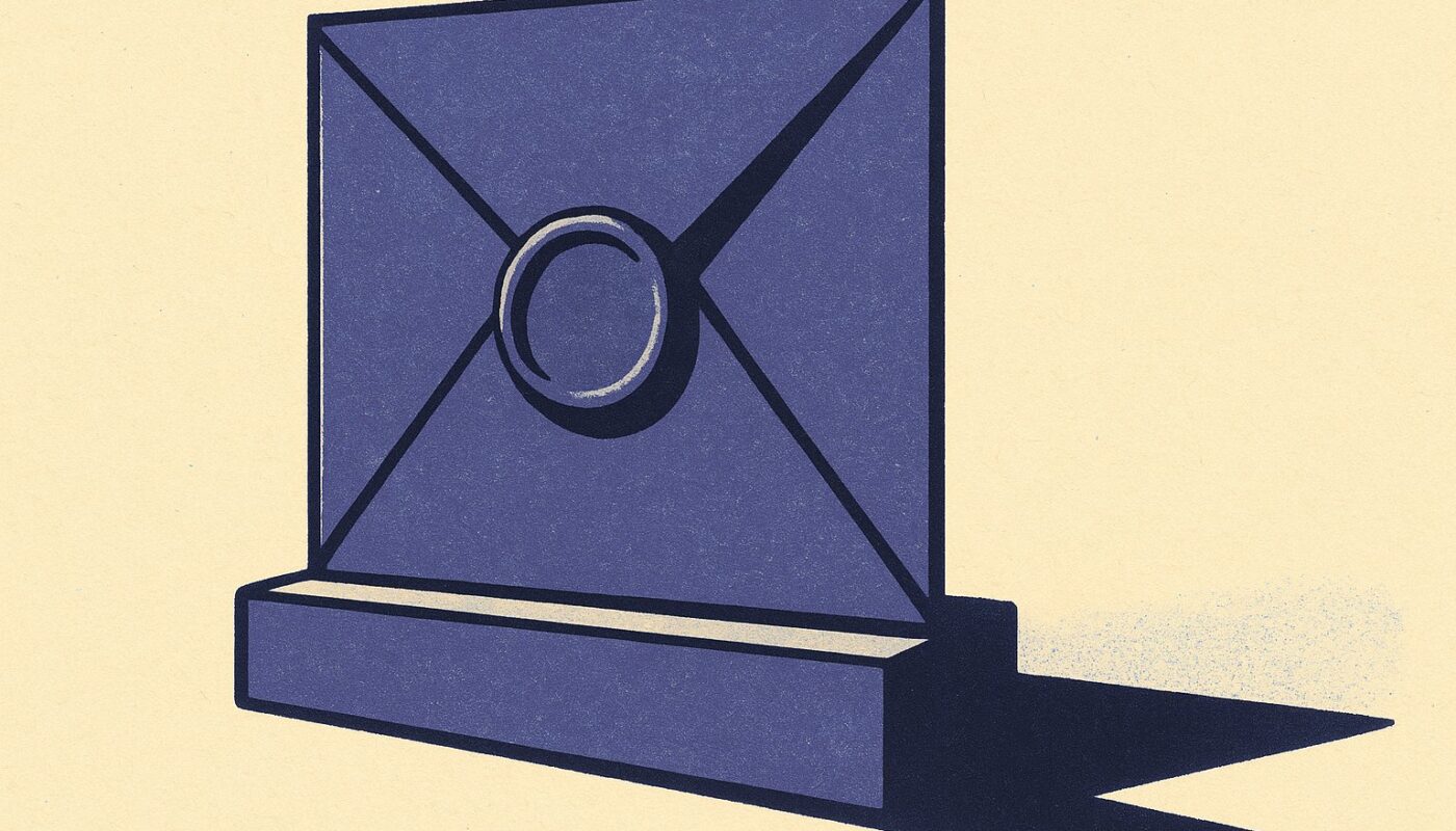 Illustration editoriale d une enveloppe scellee posee sur un socle, symbole du taux d assurance vie 2026 encore non annonce
