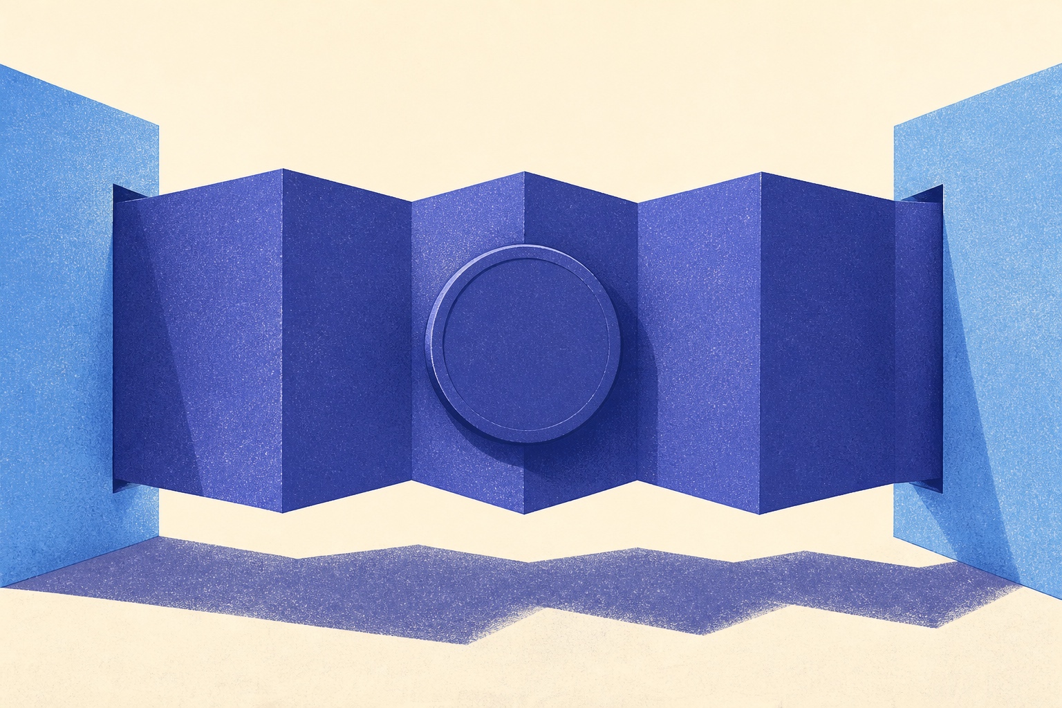 Illustration de presse financière : un accordéon de papier plié avec une pièce bloquée au milieu, métaphore du délai de versement d’un rachat d’assurance vie sur compte courant
