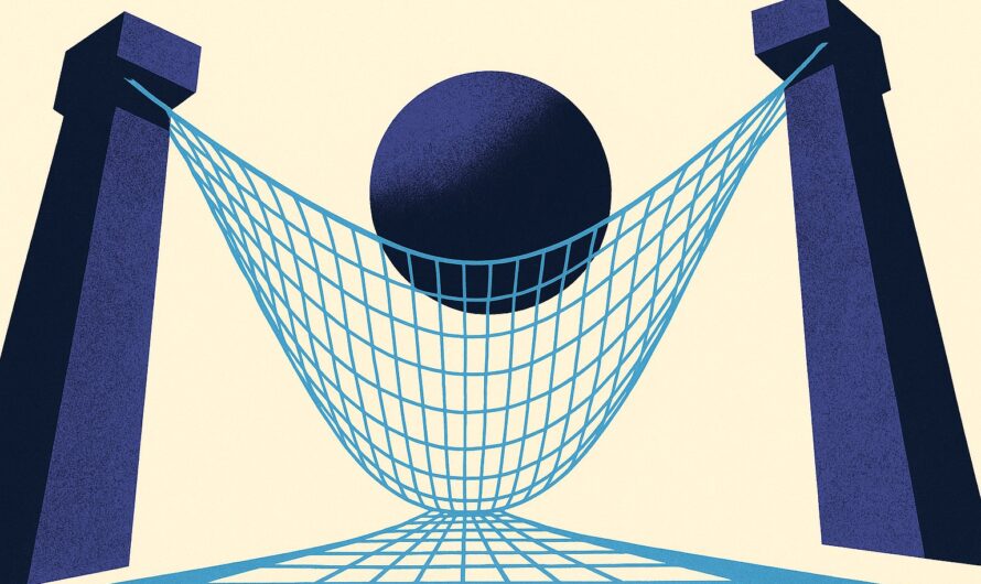 Illustration : une sphere massive reposant dans un filet de securite tendu entre deux piliers, image de la garantie en capital d'un fonds en euros