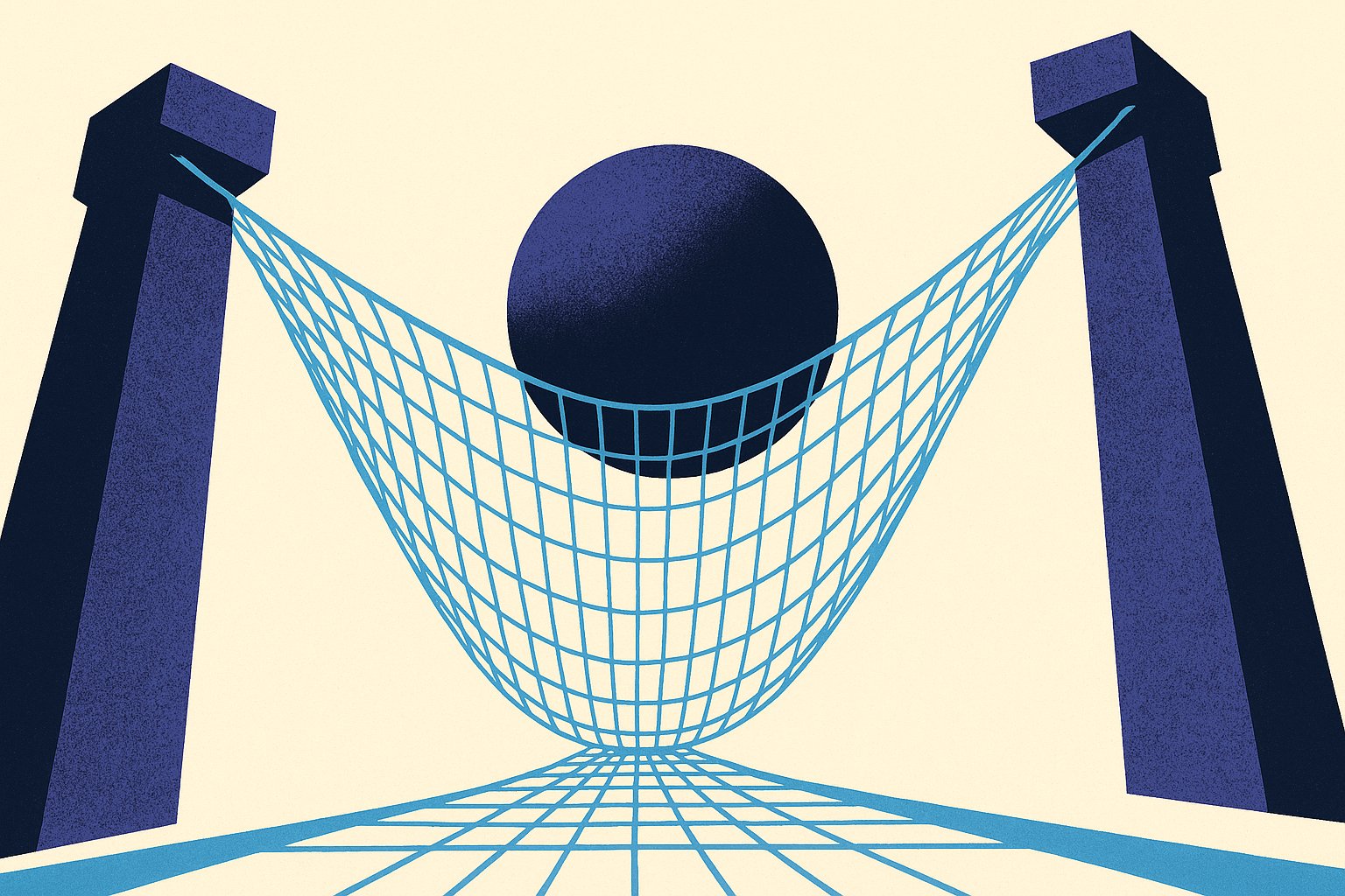 Illustration : une sphere massive reposant dans un filet de securite tendu entre deux piliers, image de la garantie en capital d'un fonds en euros