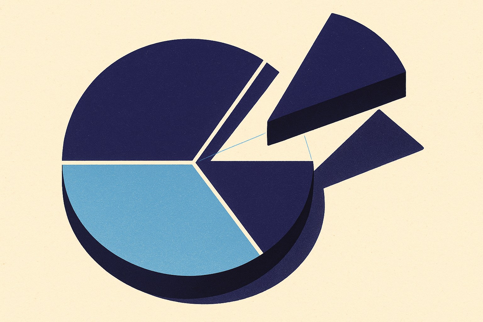 Illustration : un disque partagé en trois secteurs dont un est retiré du calcul