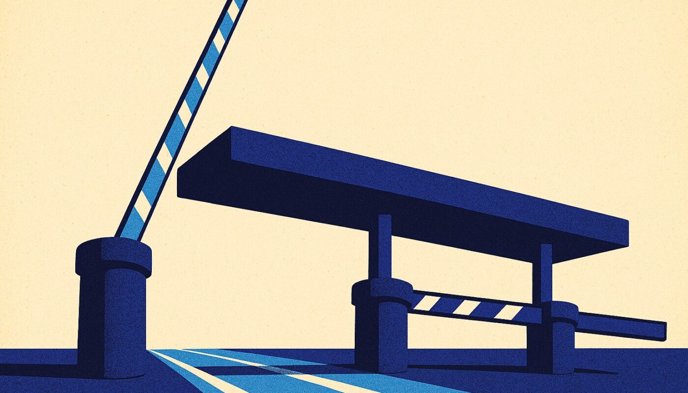 Barriere de peage stylisee dont une lice est levee, illustration de l'exoneration de la loi TEPA en assurance vie