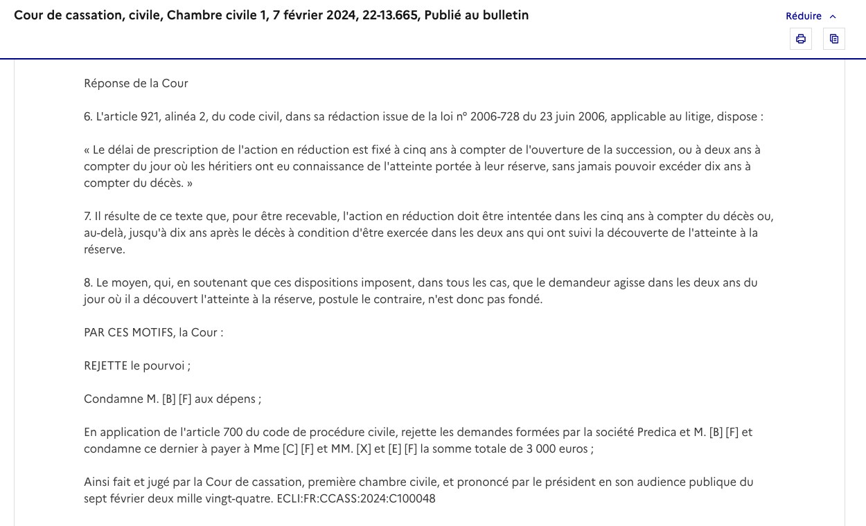 Arrêt de la Cour de cassation du 7 février 2024, pourvoi n° 22-13.665, sur Légifrance